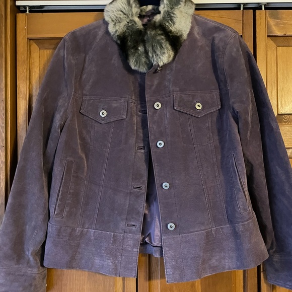 Terry Lewis Classic Luxuries Jackets & Blazers - TERRY LEWIS CLASSIC LUXURIES Purle violet Jacket with Faux Fur Collar Purple